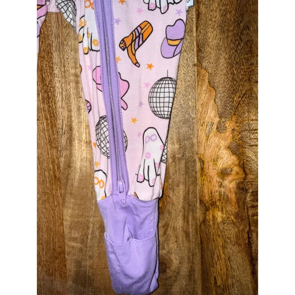 Dream Big Little Co Bamboo Sleeper 0-3M Disco Ghost Pink Purple Western Zip Up